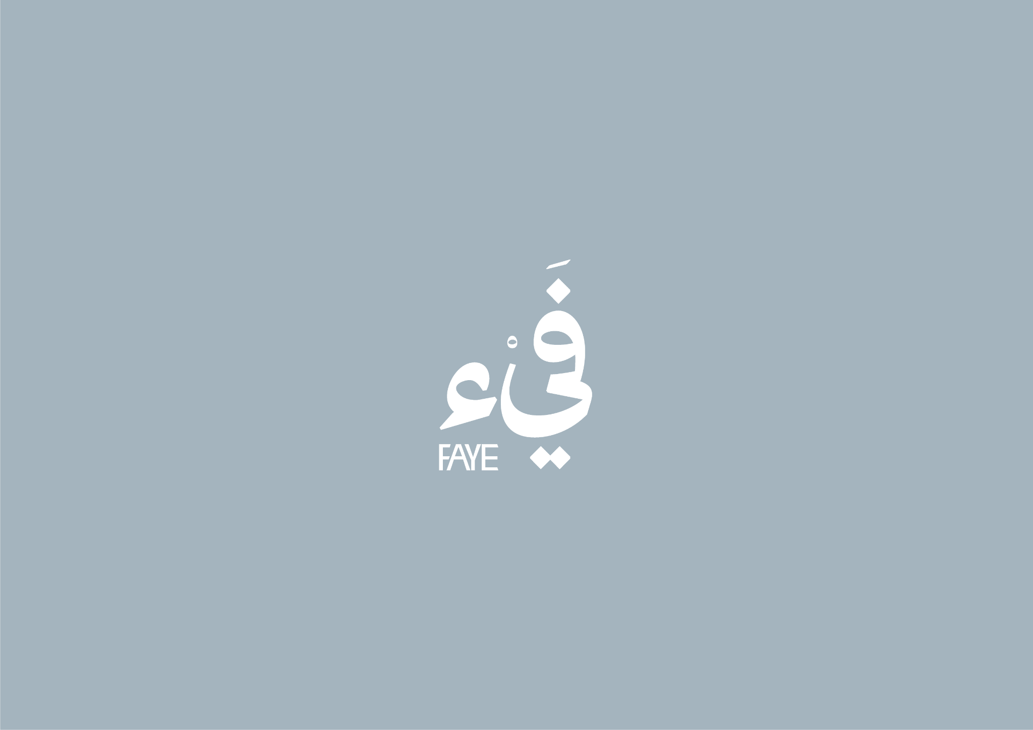 White Faye logo on blue-gray